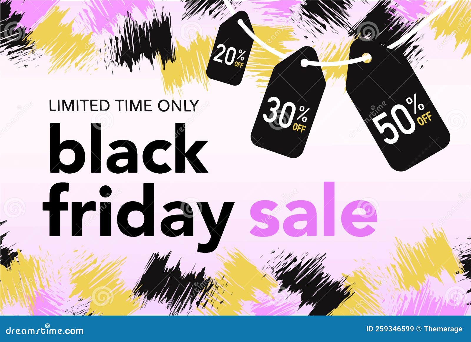 Horizontal Light Background with Bright Strokes of Paint Black Friday