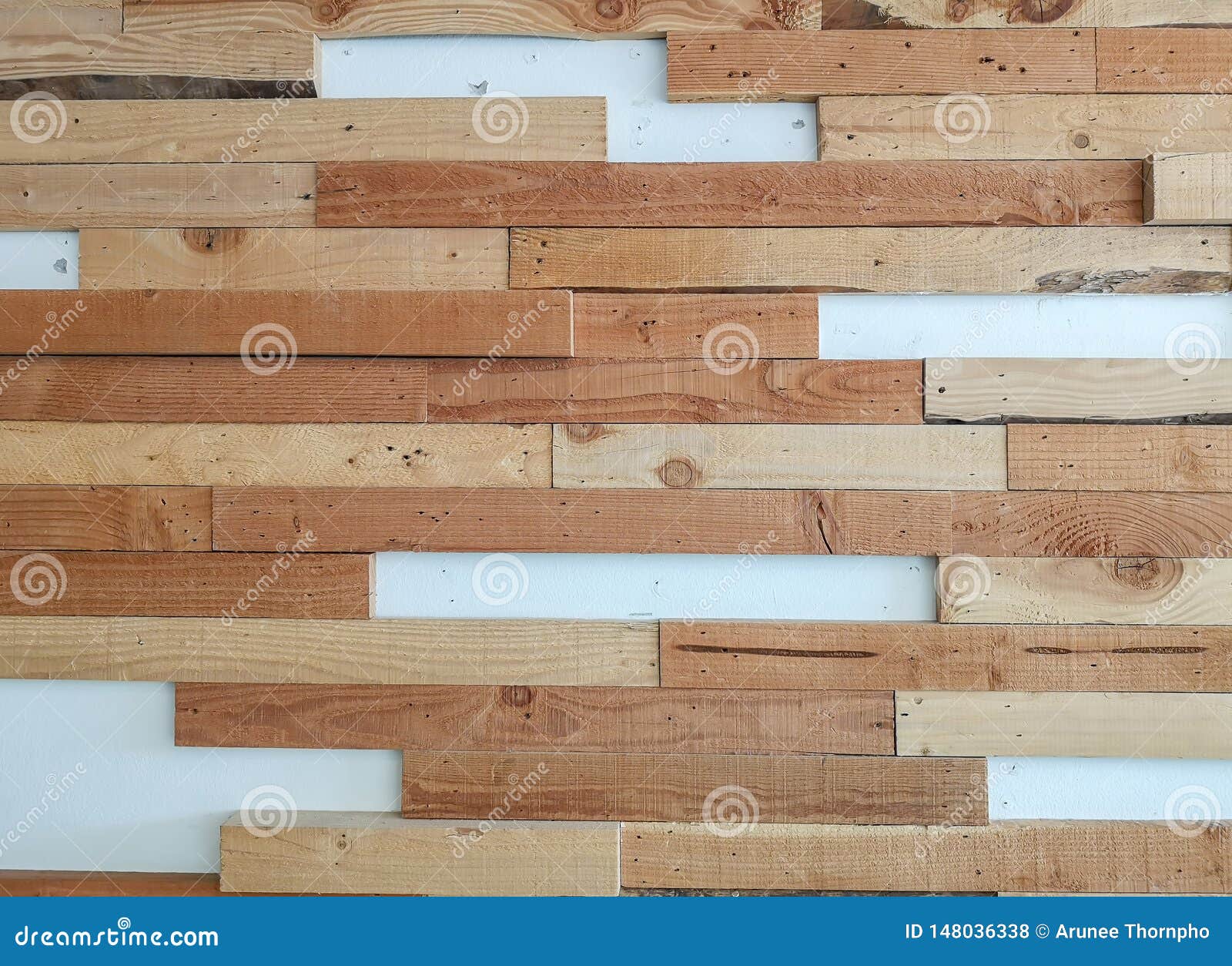 Horizontal Line Random Pattern Of Brown Pine Wood Decorated