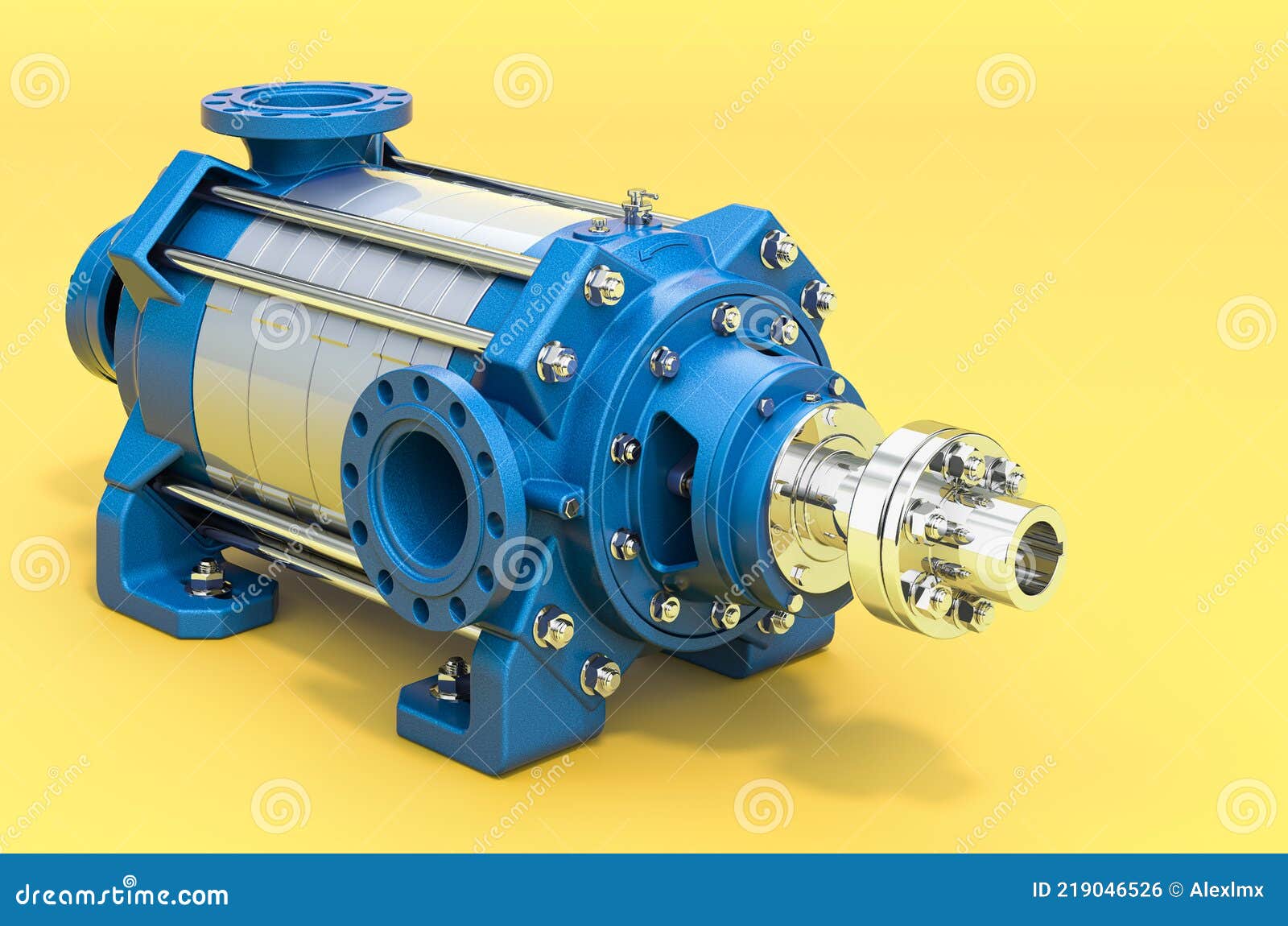 Horizontal Multistage Centrifugal Pump With Shield, 3D Rendering