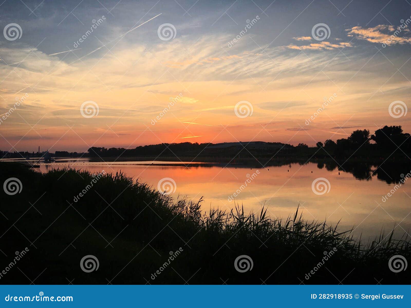 sunset over the malta lake, pozna?, poland, june 2019