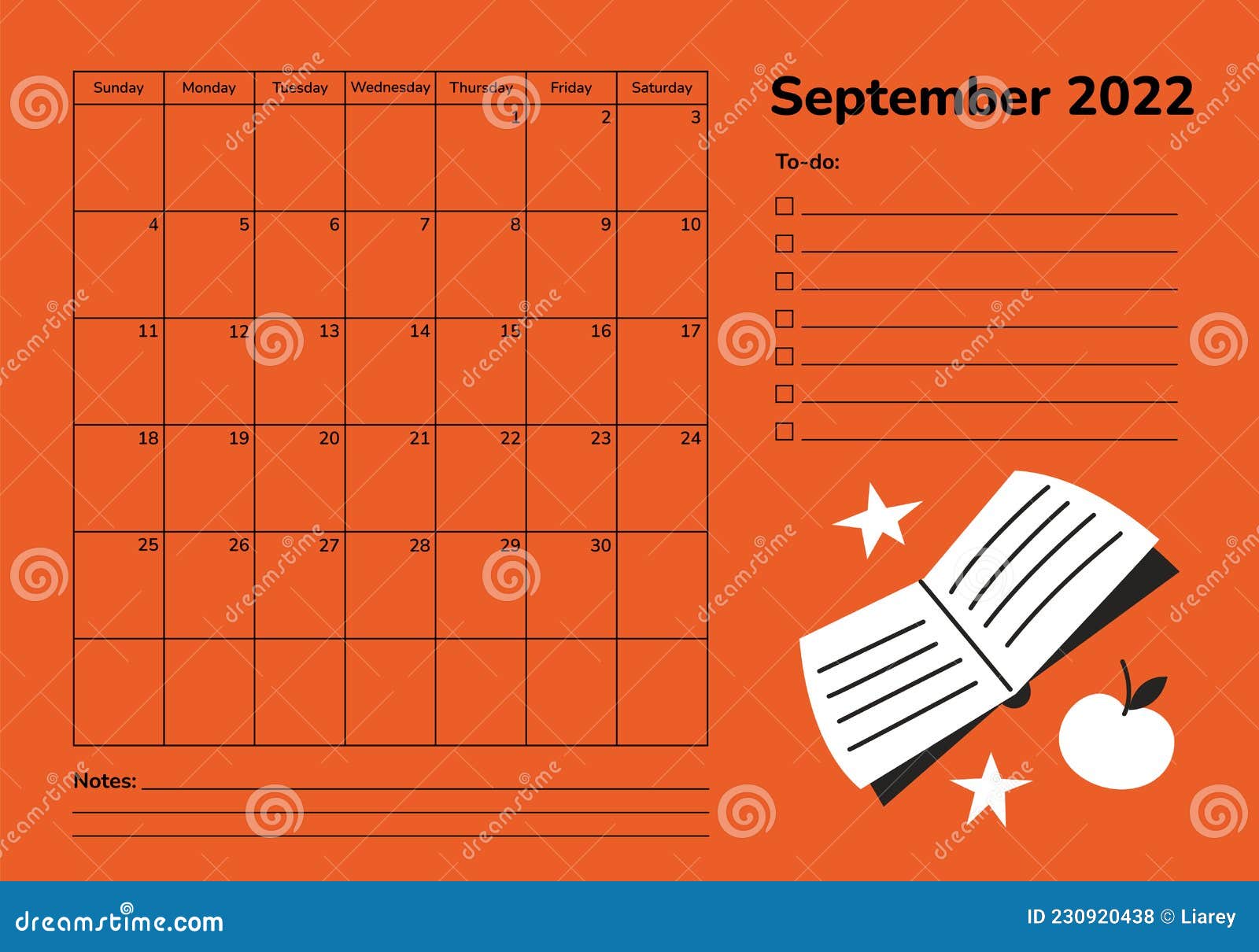 Horizontal Planner 2022. September Calendar Page. Organizer Scheduler Timetable Vector Template. Wall Table Corporate Stock Vector - Illustration Of Organizer, Simple: 230920438