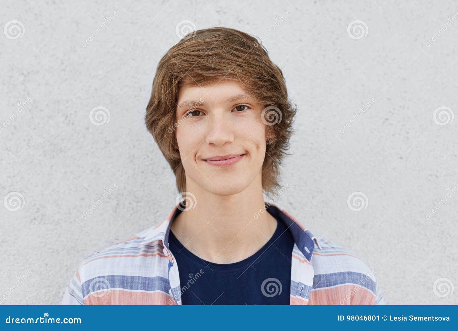 Horizontal Portrait of Handsome Male Teenager with Dark Eyes, Dimples on  Cheeks, Having Trendy Hairstyle, Wearing Shirt Isolated O Stock Image -  Image of fashionable, look: 98046801