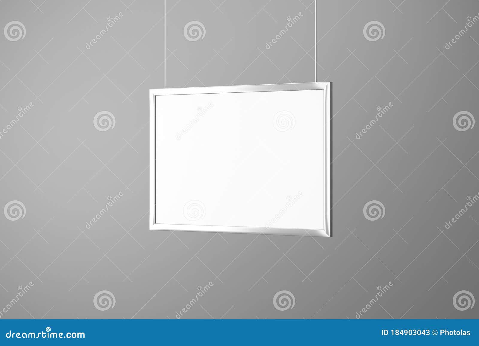 Download Horizontal Poster Mockup Metal Hanging Rope Isolated Gray ...