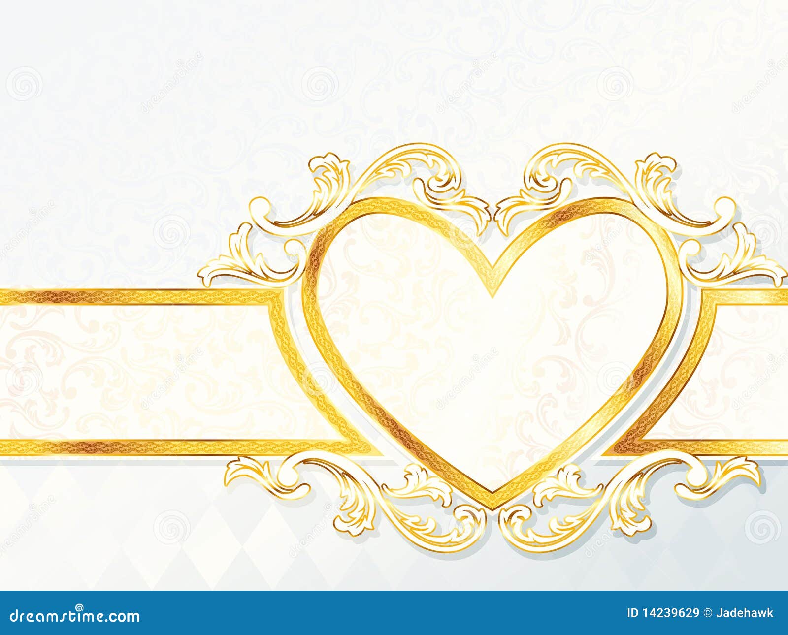 Horizontal Rococo Wedding Banner with Heart Emblem Stock Vector -  Illustration of heart, love: 14239629