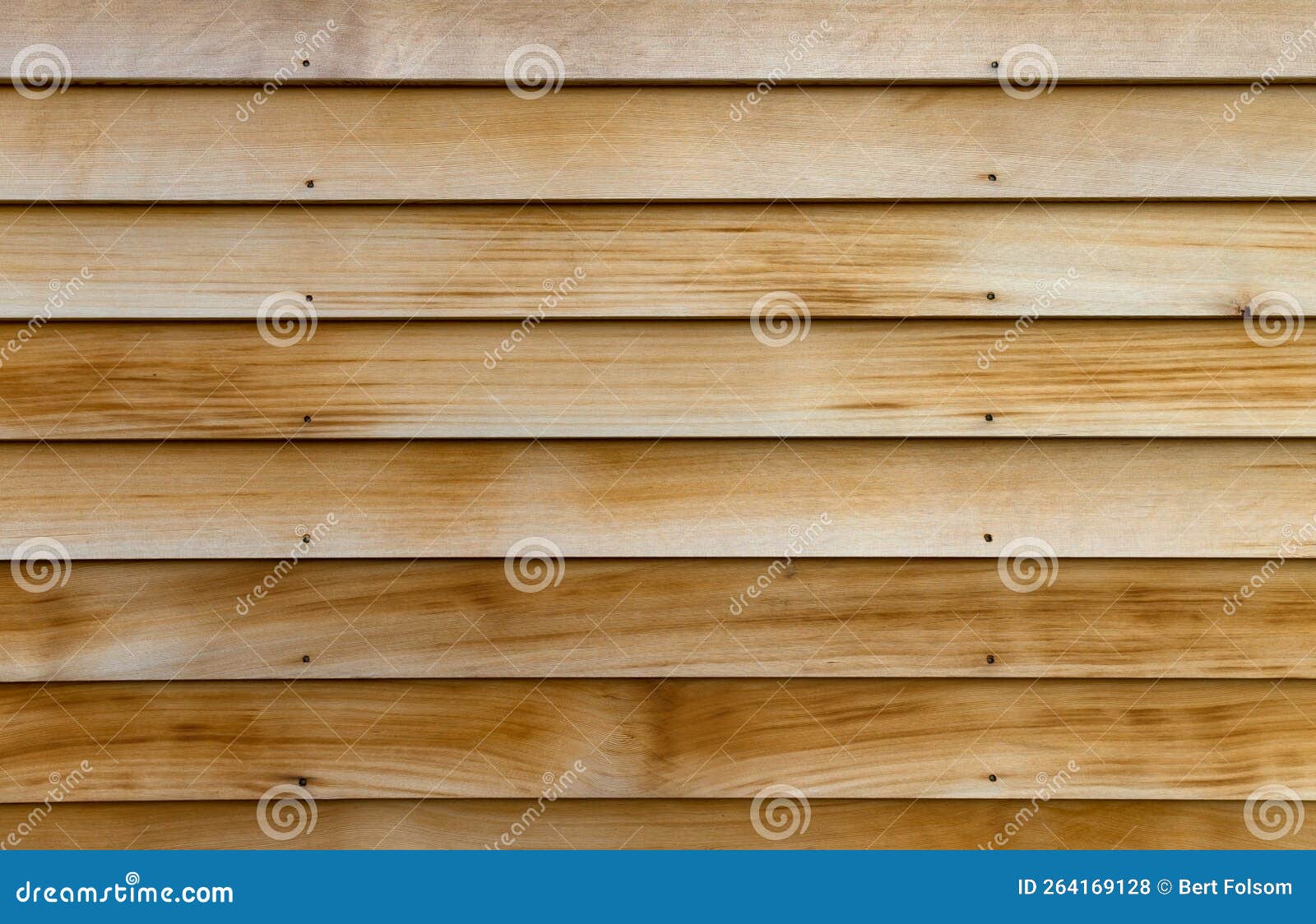 Horizontal Rows of Cedar Wood Siding As an Exterior Wall Stock Photo