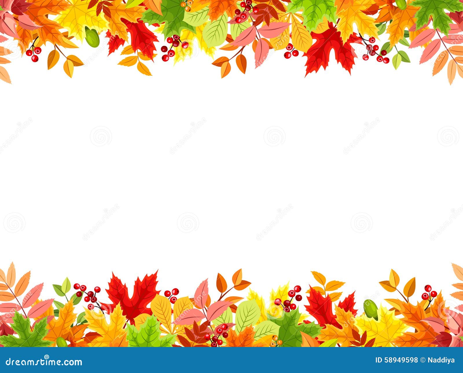 horizontal seamless background with colorful autumn leaves.  .