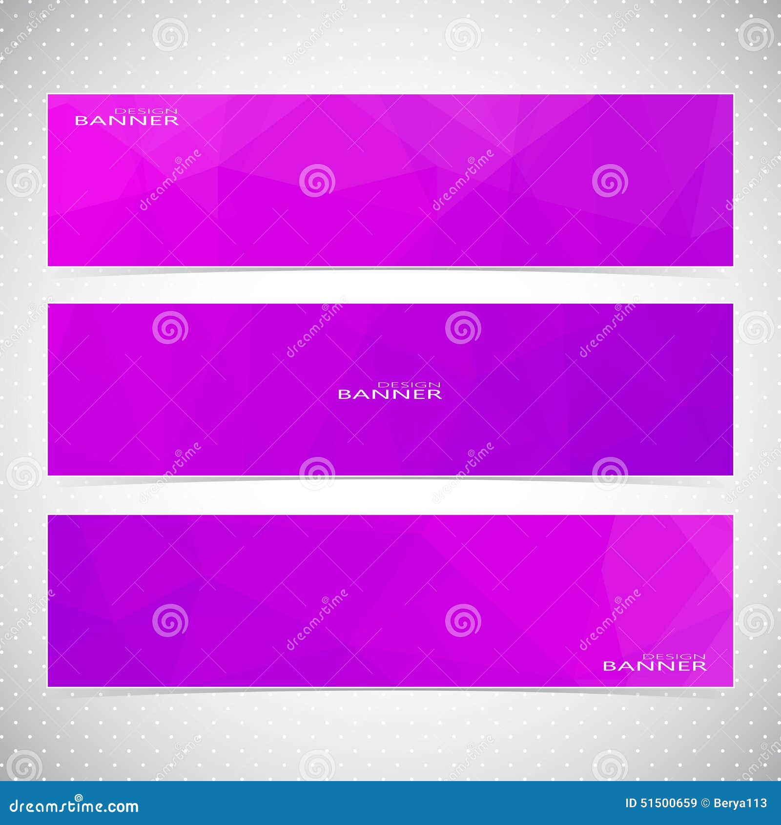 Horizontal Set of Banners with Violet Background Stock Vector