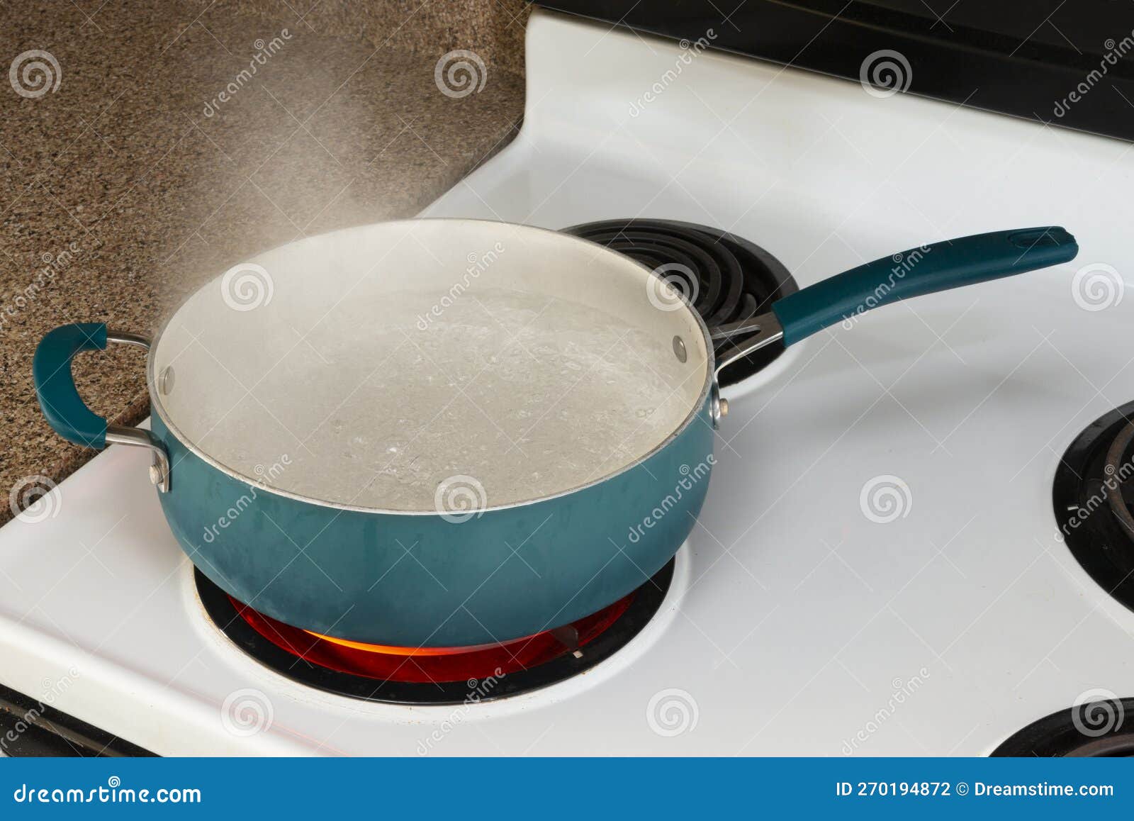 Boiling Pot Of Water On Hot Electric Burner Stock Photo, Picture and  Royalty Free Image. Image 34317573.