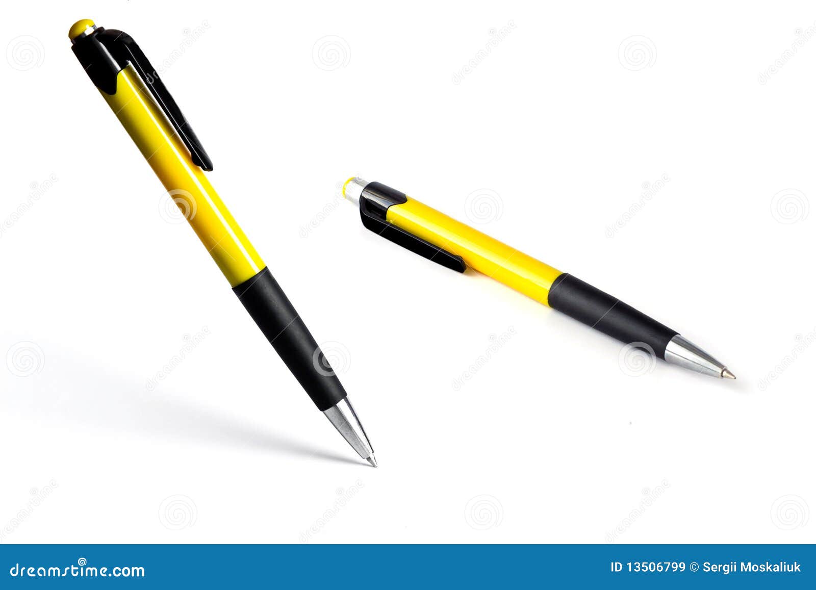 Horizontal and standing pens at white