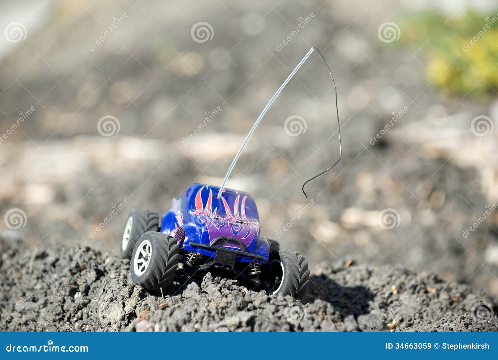 Horizontal of Toy RC Truck on Dirt Mound Stock Image Image of
