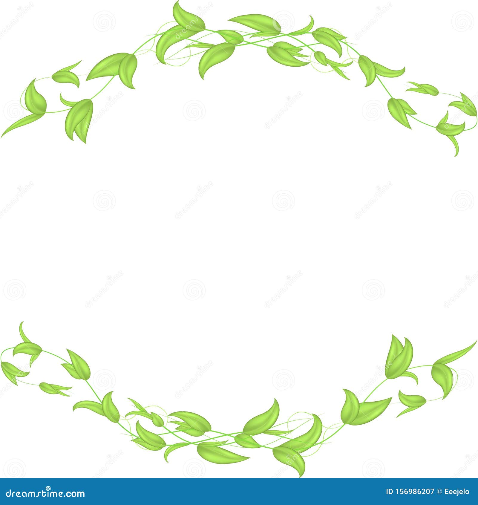 Download Horizontal Vector Border Of Leaves And Stems With Hearts ...