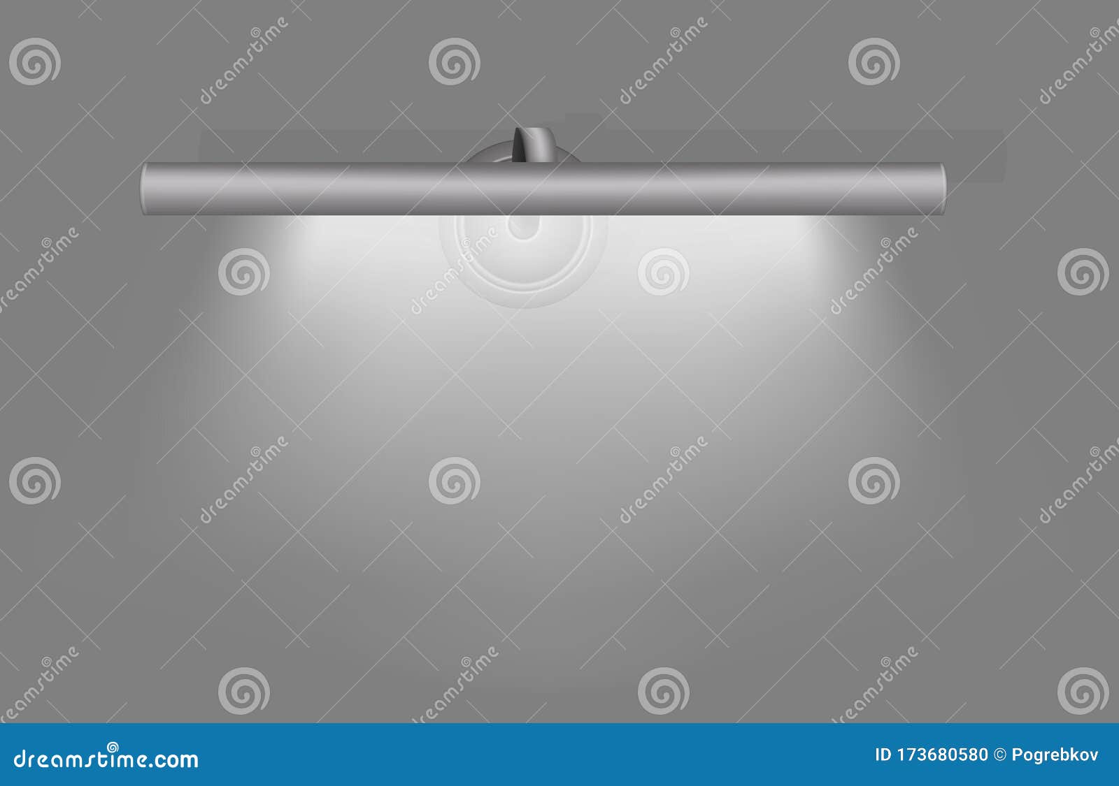 Horizontal Wall Light. Long Tube Over Mirror Lamp. Vector Illustration