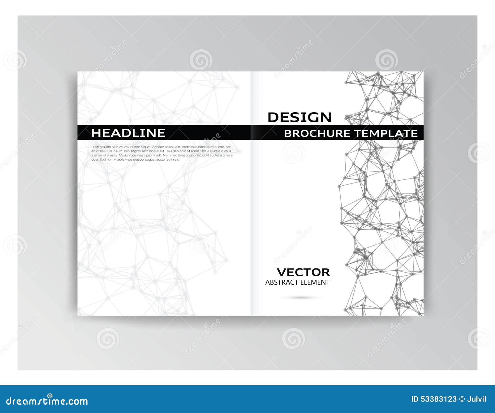 Horizontal White and Black Template of Brochure Stock Vector