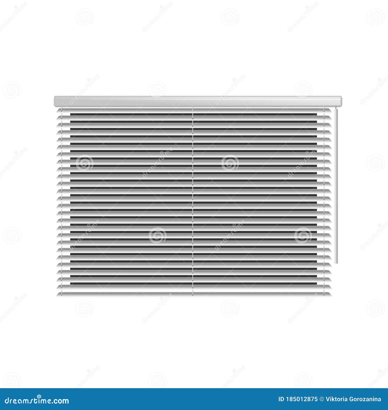 Horizontal Window Blind. White Office Interior Blackout Shade. Window