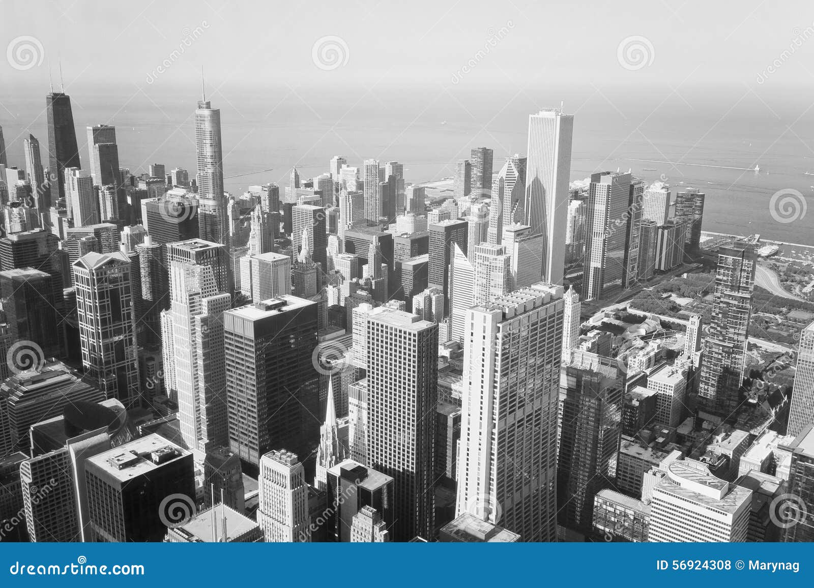 Horizonte De Chicago En Blanco Y Negro Foto de archivo Imagen de midwest, negocios 56924308