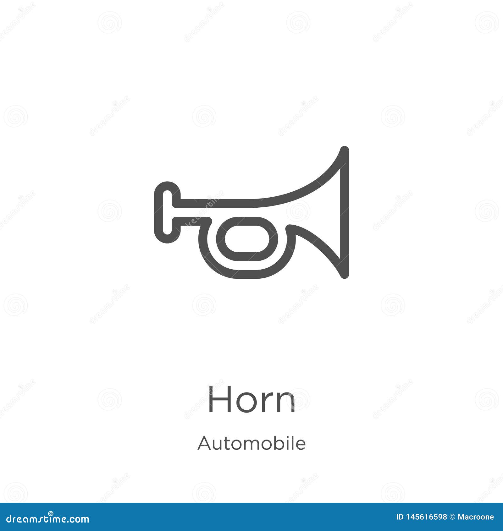 Horn Icon Vector from Automobile Collection. Thin Line Horn Outline
