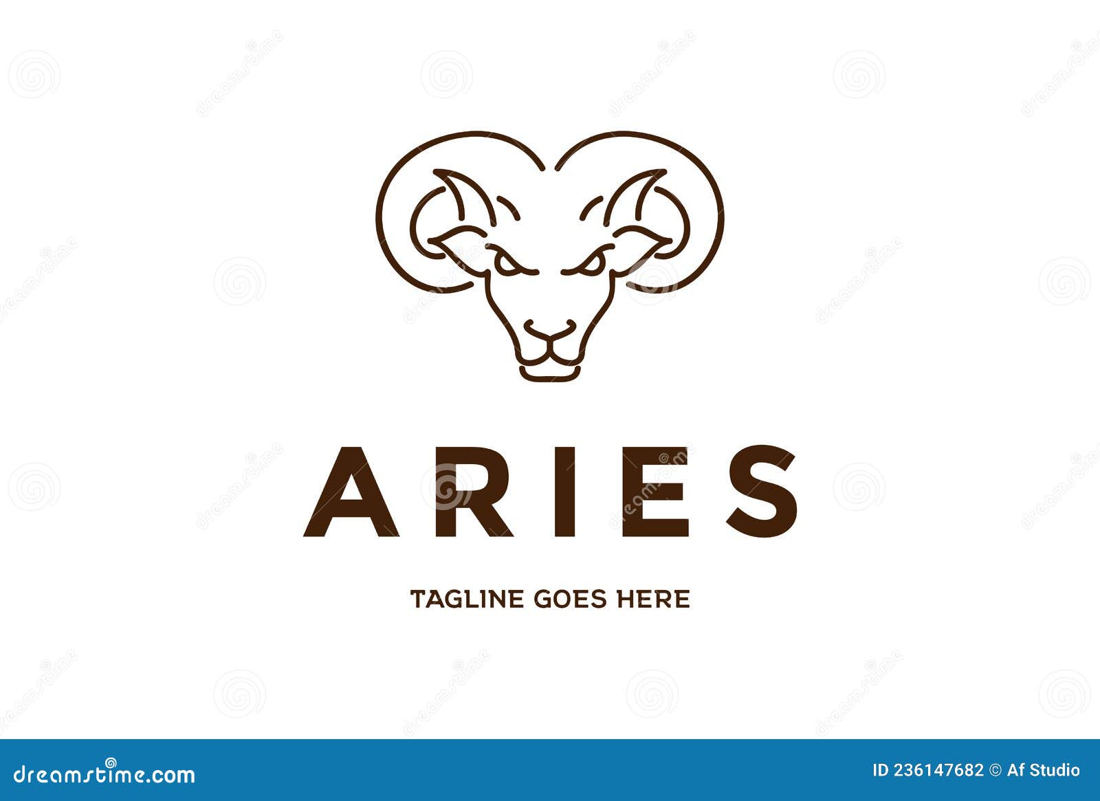 Horned Lamb Goat Sheep Head for Aries Zodiac Logo Design Vector Stock
