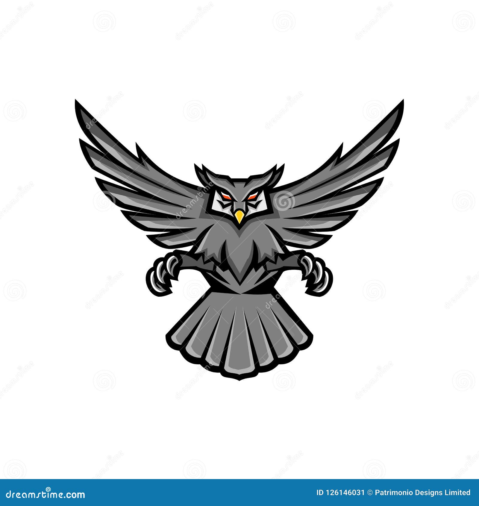 horned owl swooping front mascot