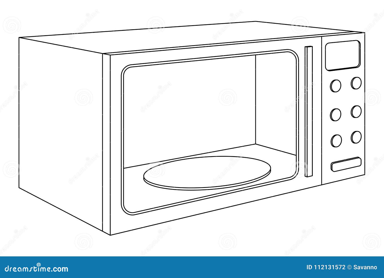 Horno Microondas Dibujo De Esquema Ilustración del Vector - Ilustración de  caliente, icono: 112131572