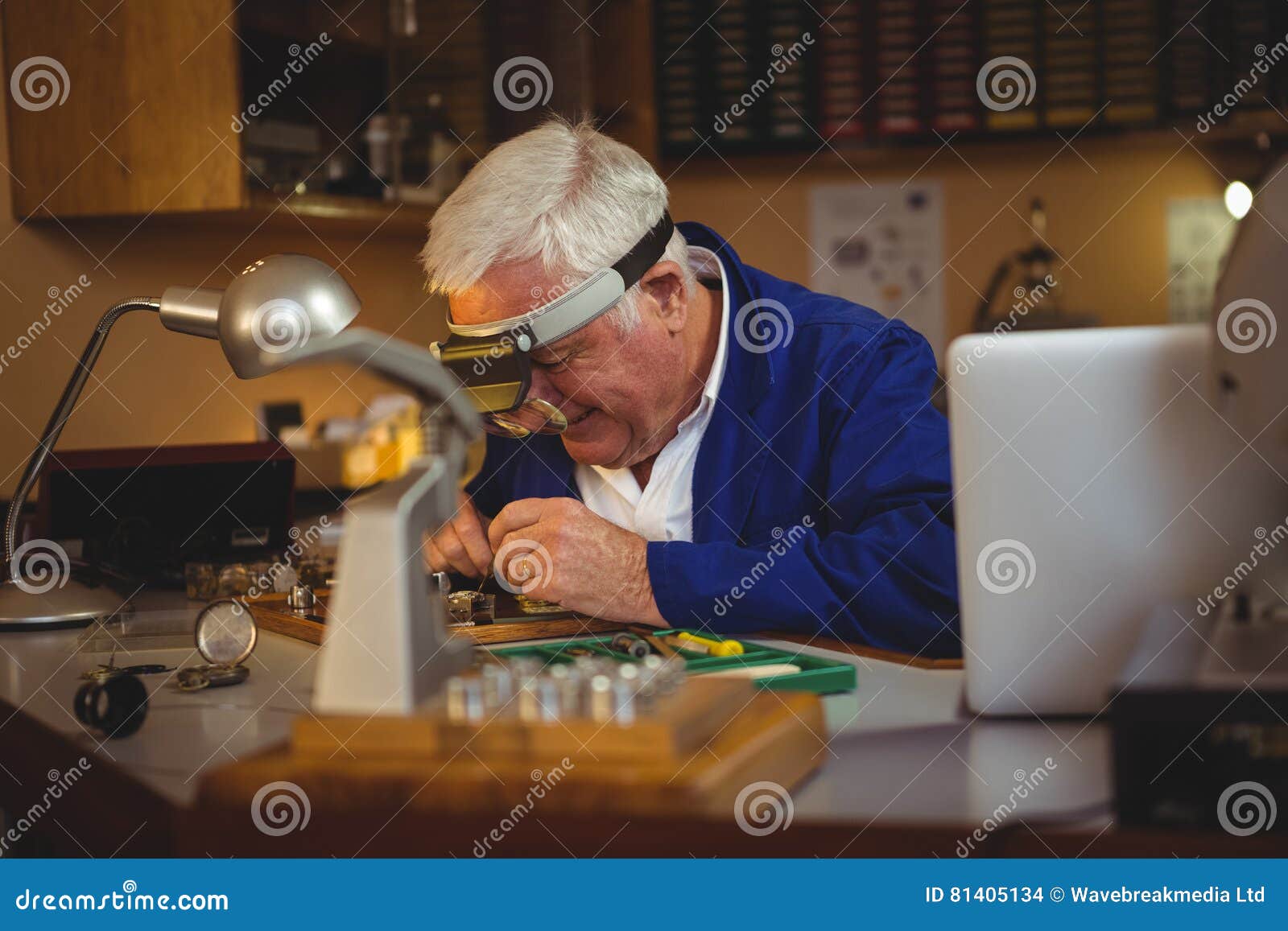 Horologist Repairing a Watch Stock Photo Image of machine, instrument