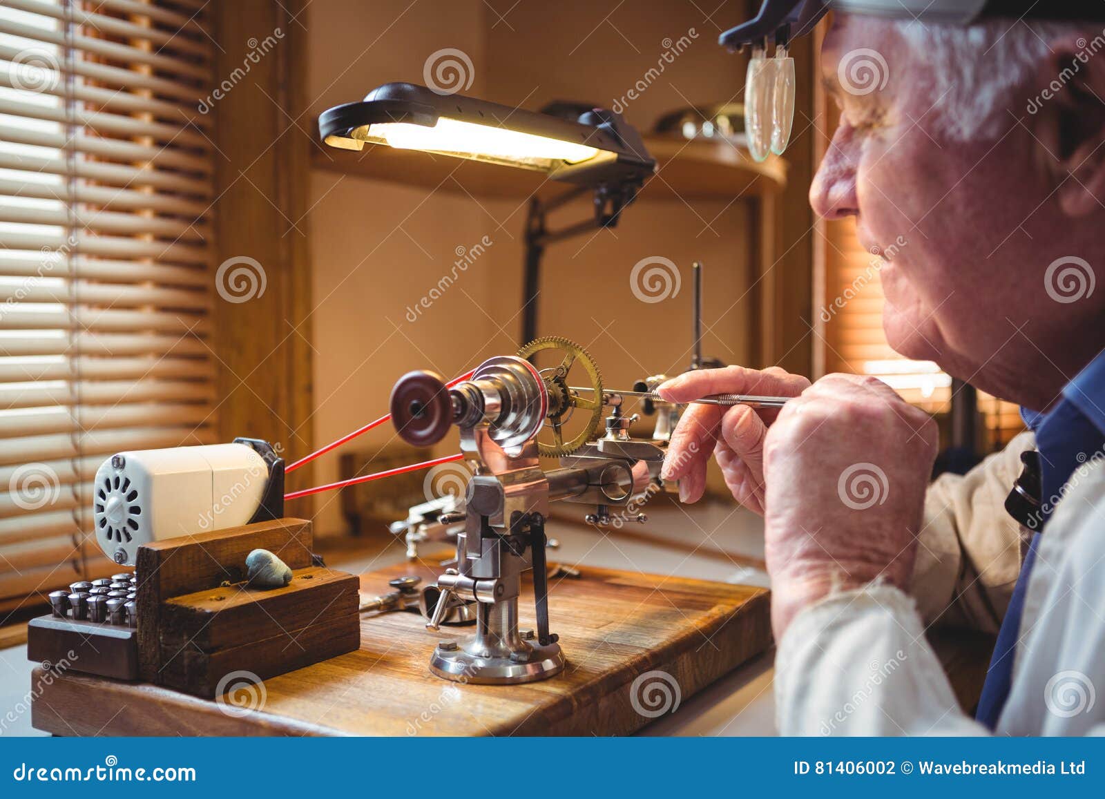 Horologist Repairing a Watch Stock Photo Image of attentive, machine