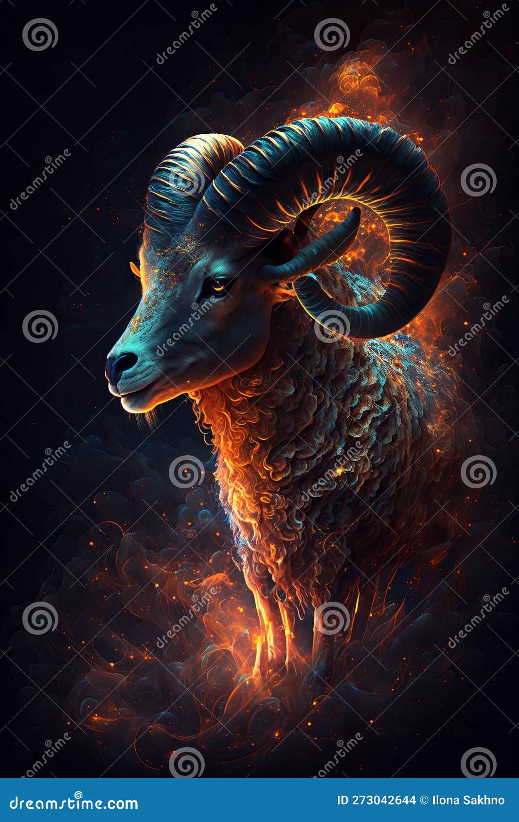 Creed Sorg opladning Horoscope Aries. Fire Ram on Black Background Stock Illustration -  Illustration of fire, esoteric: 273042644