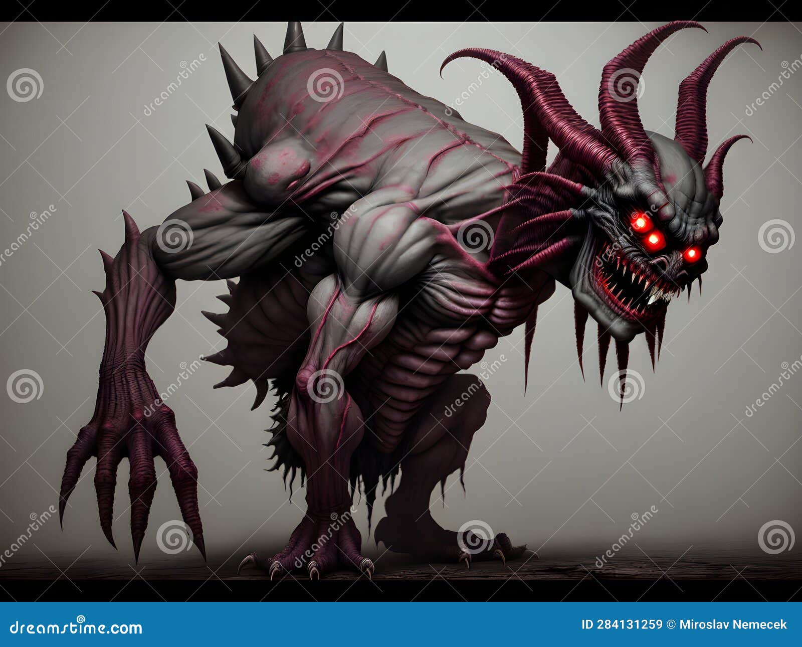 Horrible Ugly Scary Monster, Generative AI Illustration Stock