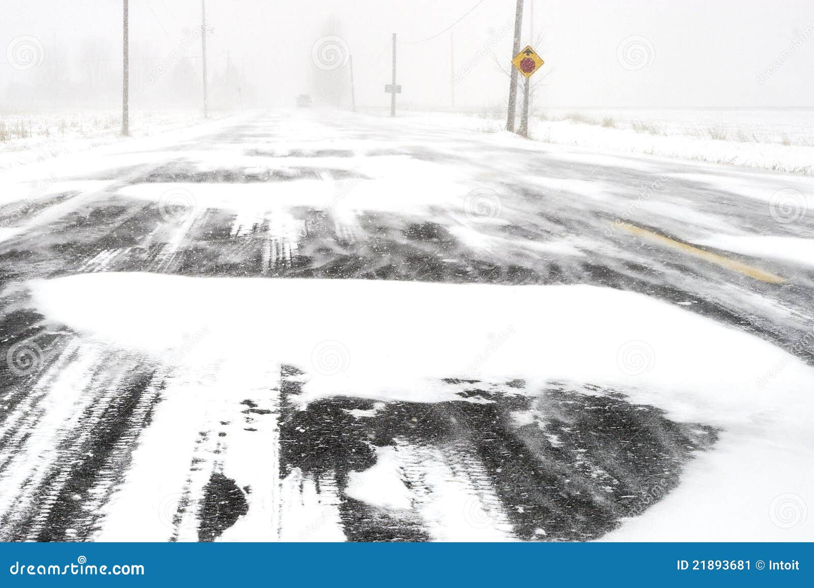 Horrible Winter Road Conditions Stock Image - Image of falling ...