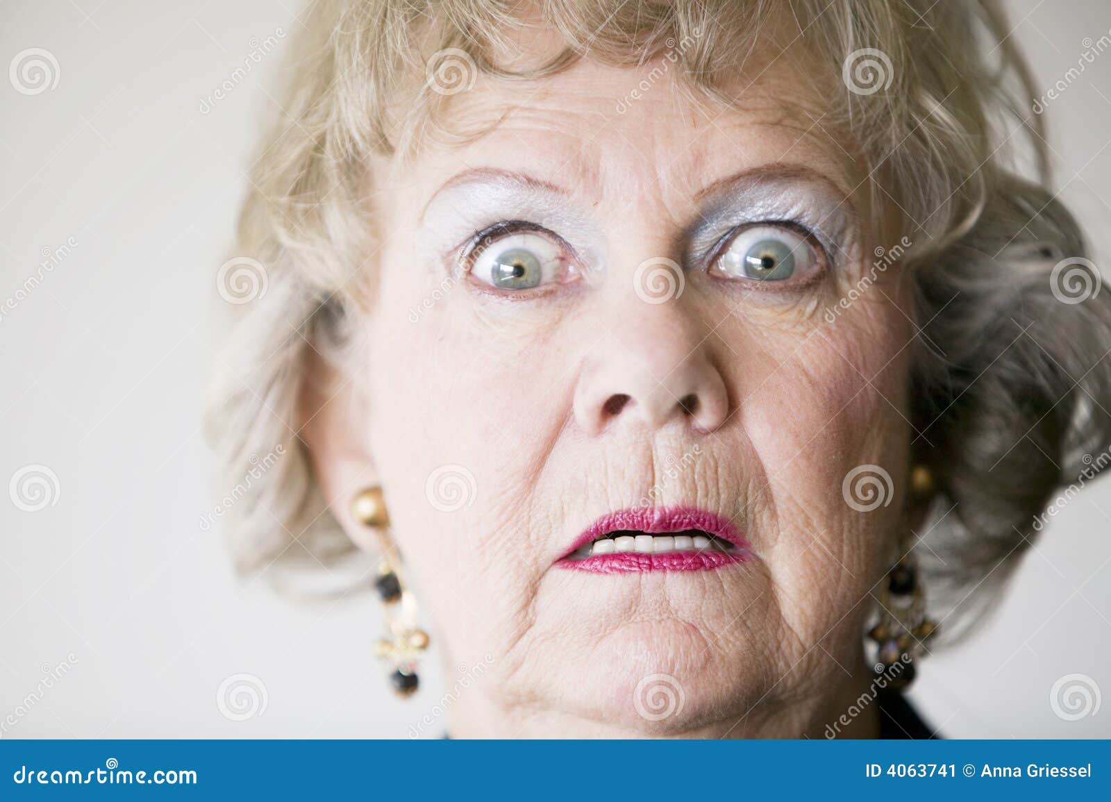 horrified senior woman