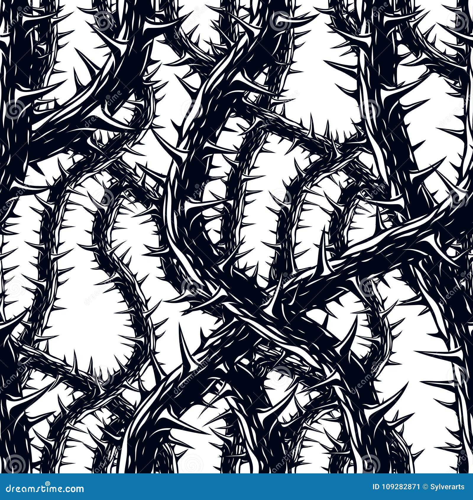 Horror Art Style Horrible Seamless Pattern, Vector Background. B Stock ...