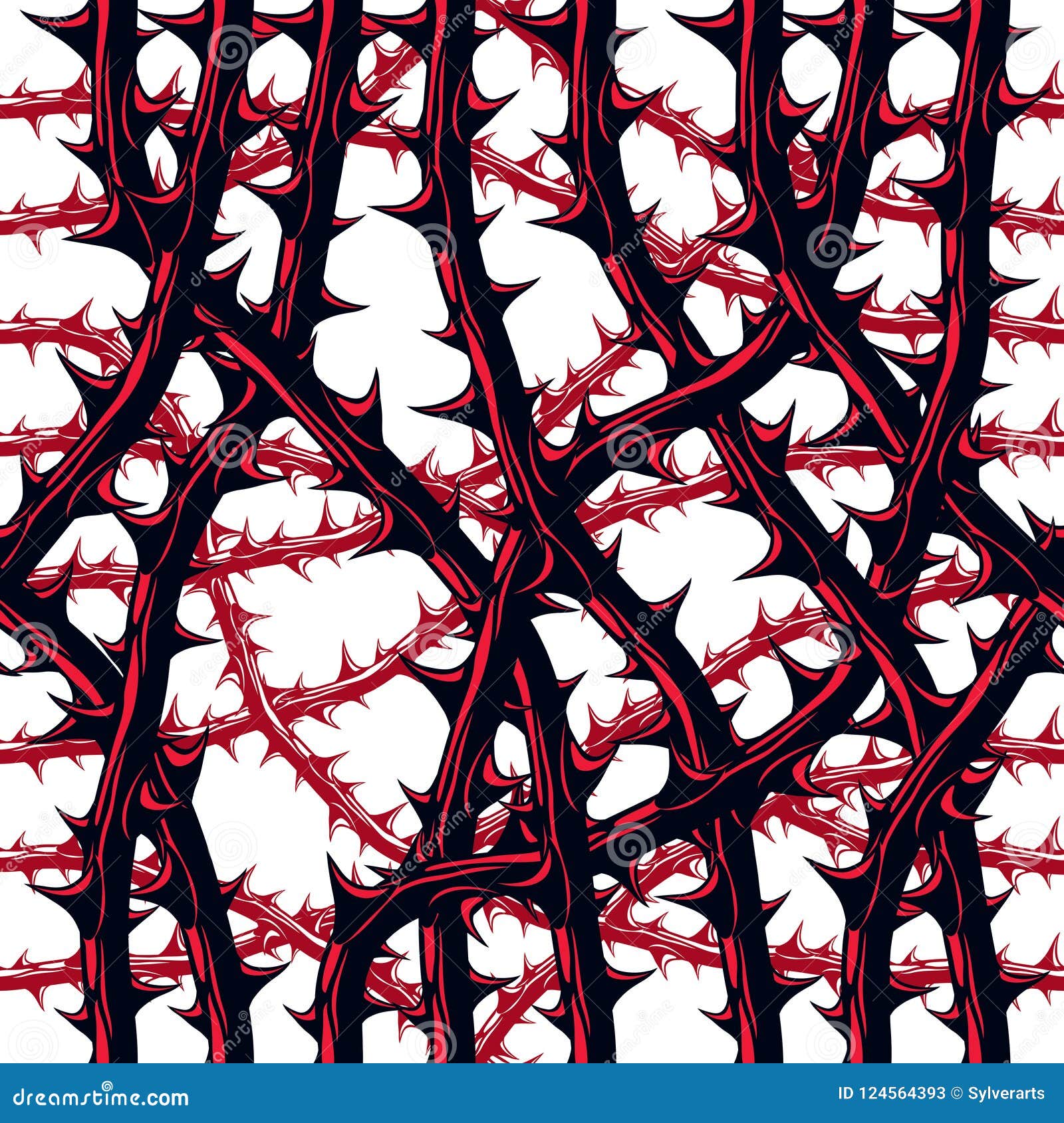 Horror Art Style Seamless Pattern, Vector Background. Blackthorn Stock ...