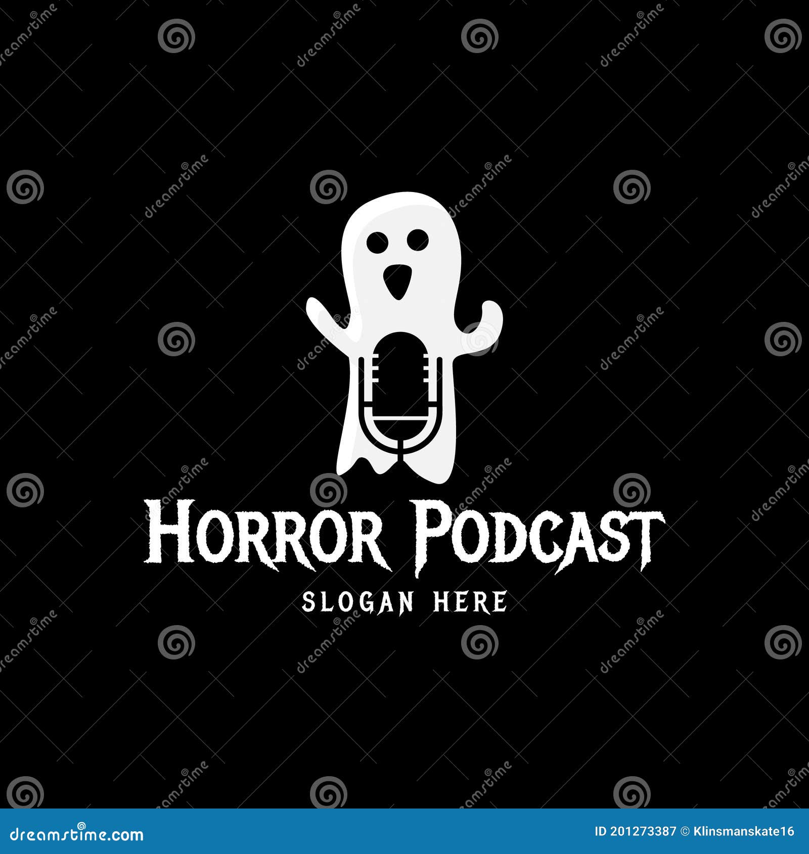 Horror Podcast Logo Design Template on Black Background Stock Illustration  - Illustration of animal, stories: 201273387