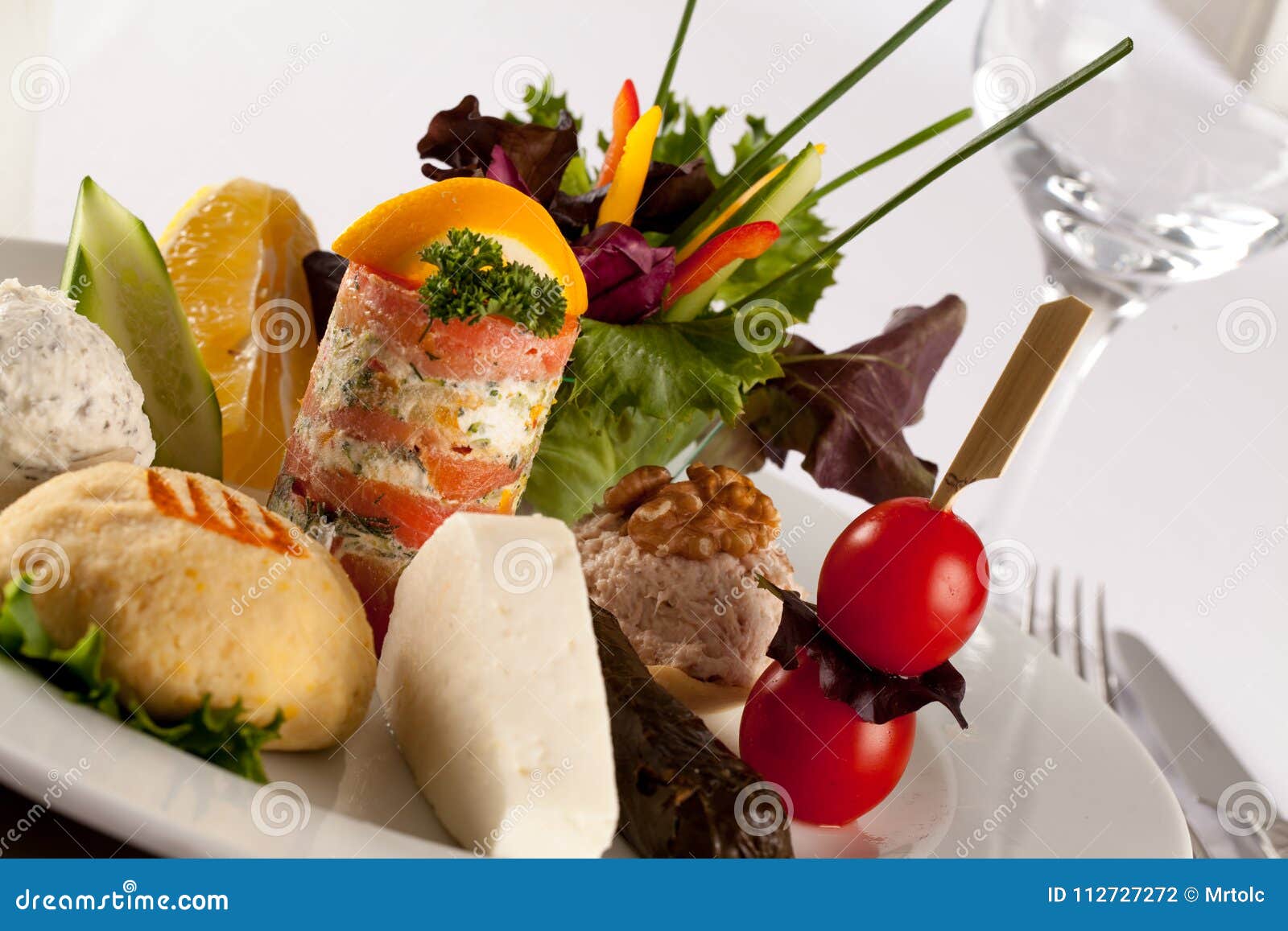 hors d`oeuvre, a delicious selection of cold meats, cheeses, con