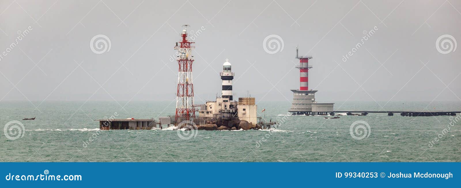 Horsburgh Lighthouse And Abu Bakar Maritime Base Stock