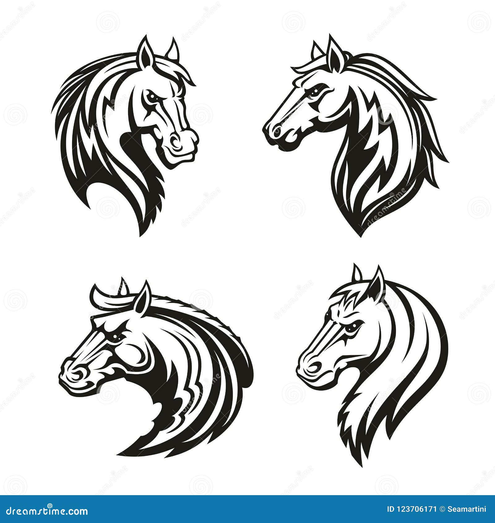 Tribal horse head tattoo posters for the wall • posters personage, mustang,  steed