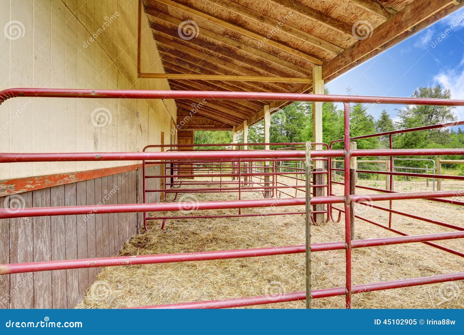 Horse Barn with Outside Stable Stock Image Image of property, blue