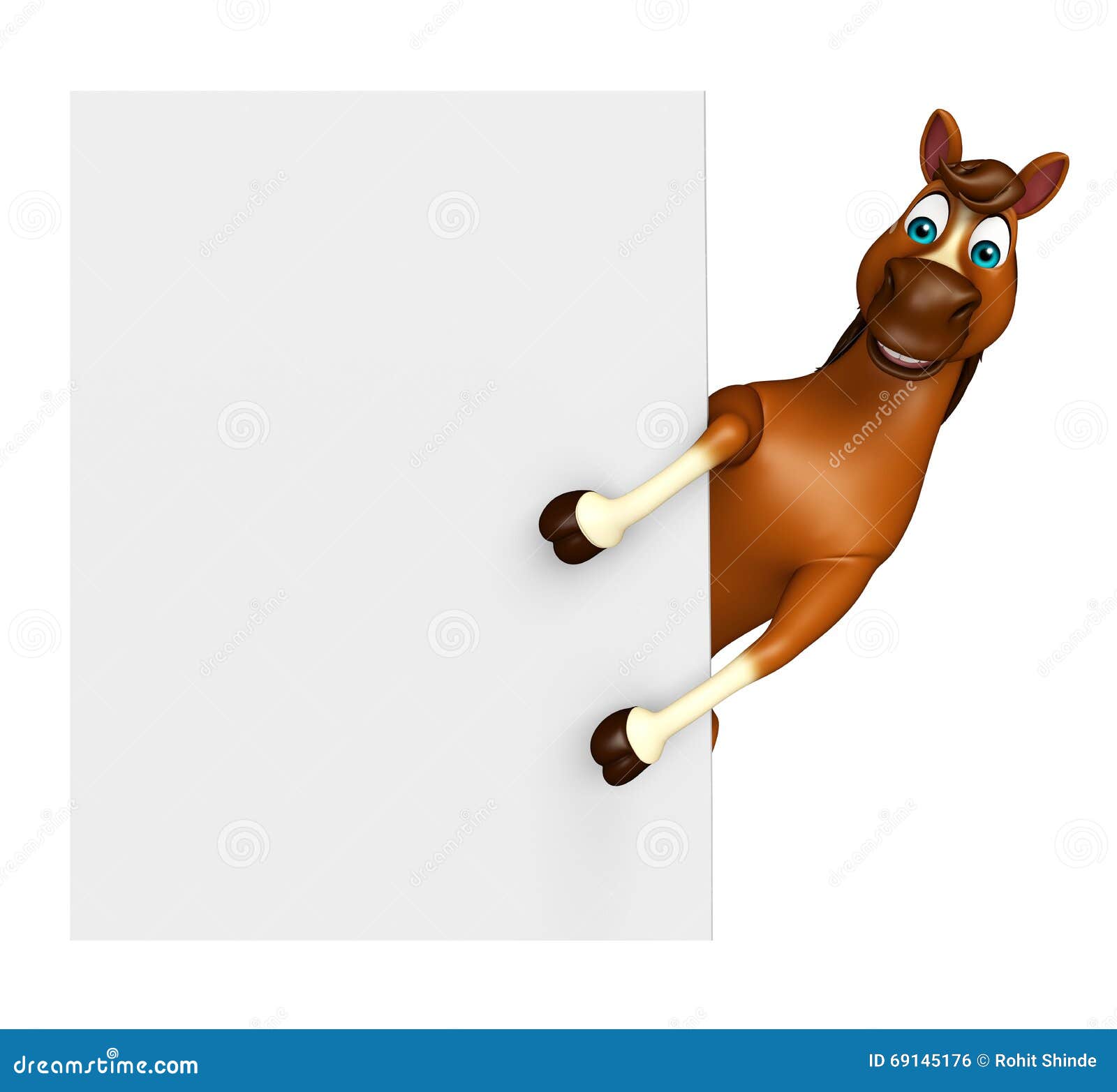 horse cartoon character with board