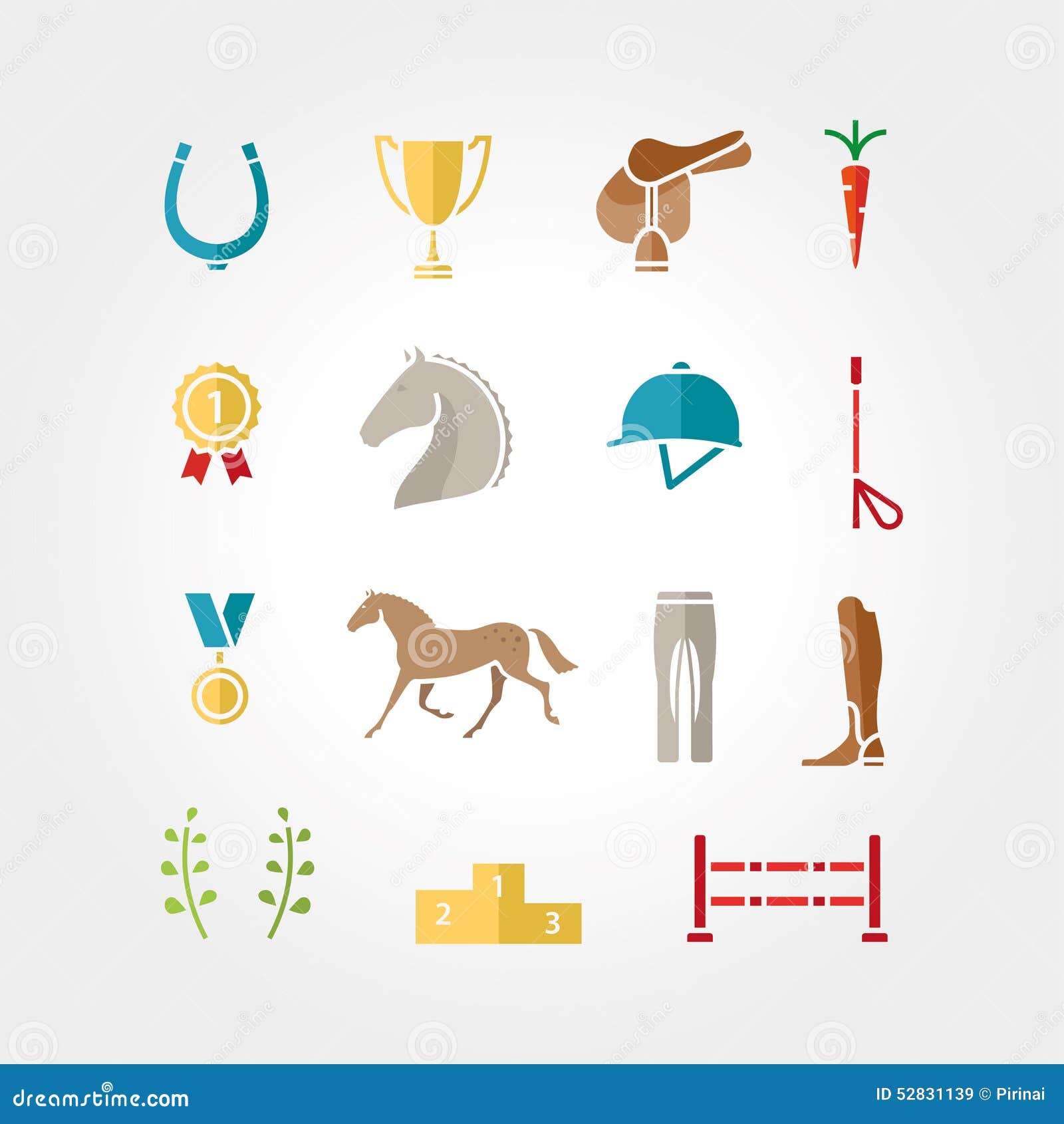 Horse Equipment Icon Set Color Stock Vector Illustration of boots