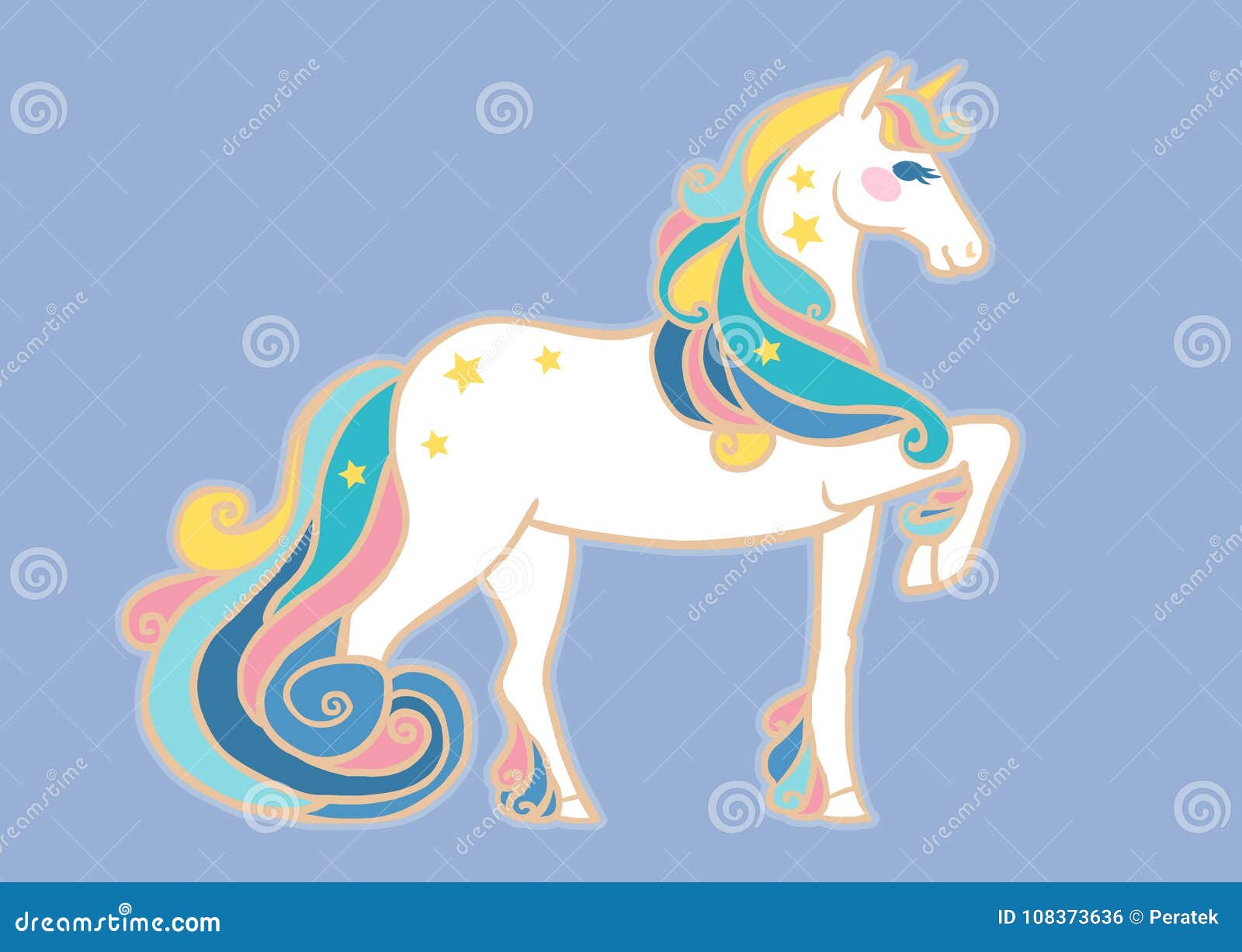 Cute Unicorn with Colorful Mane. Vector Illustration Stock Vector ...