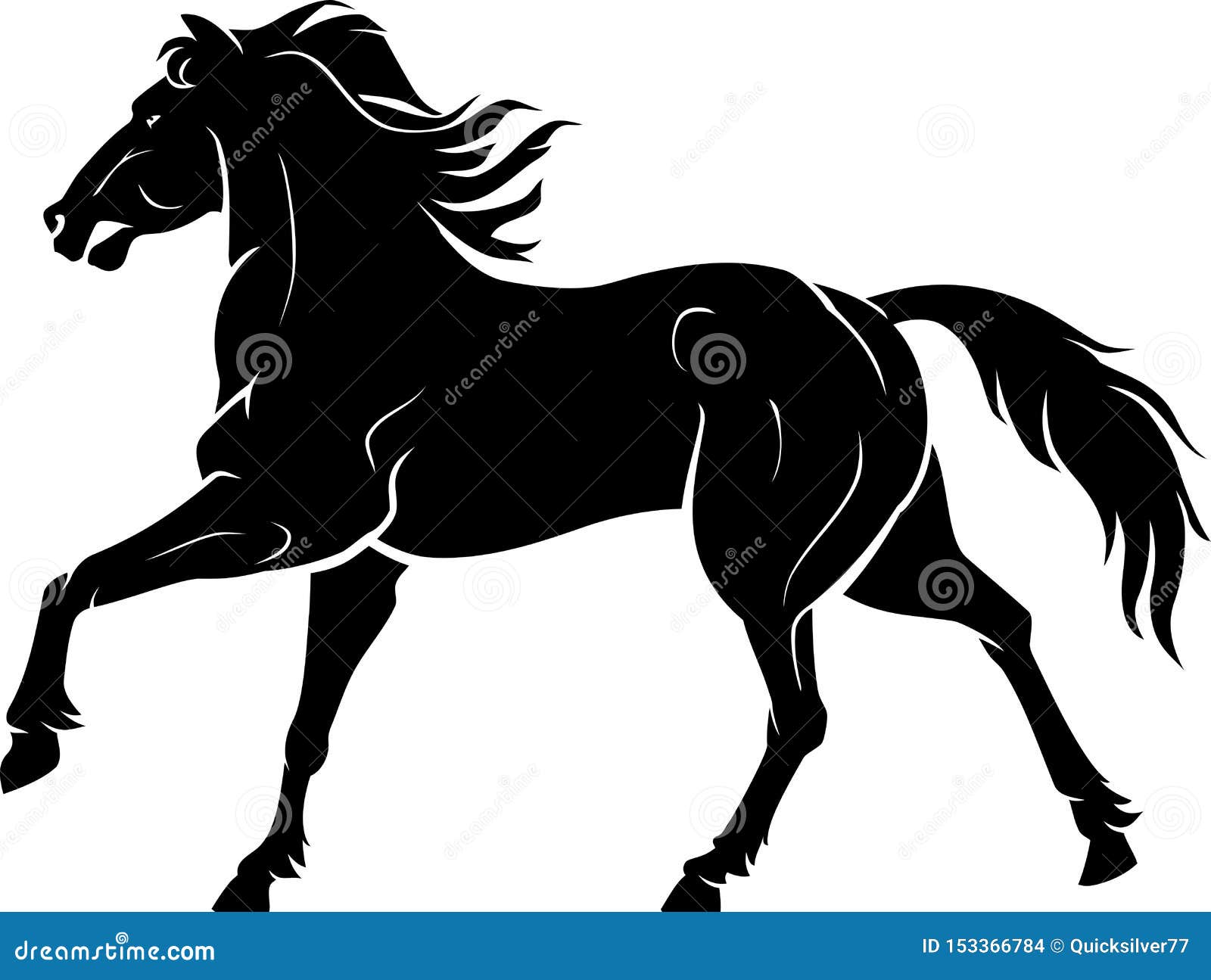 Horse Galloping Silhouette stock vector. Illustration of black - 153366784