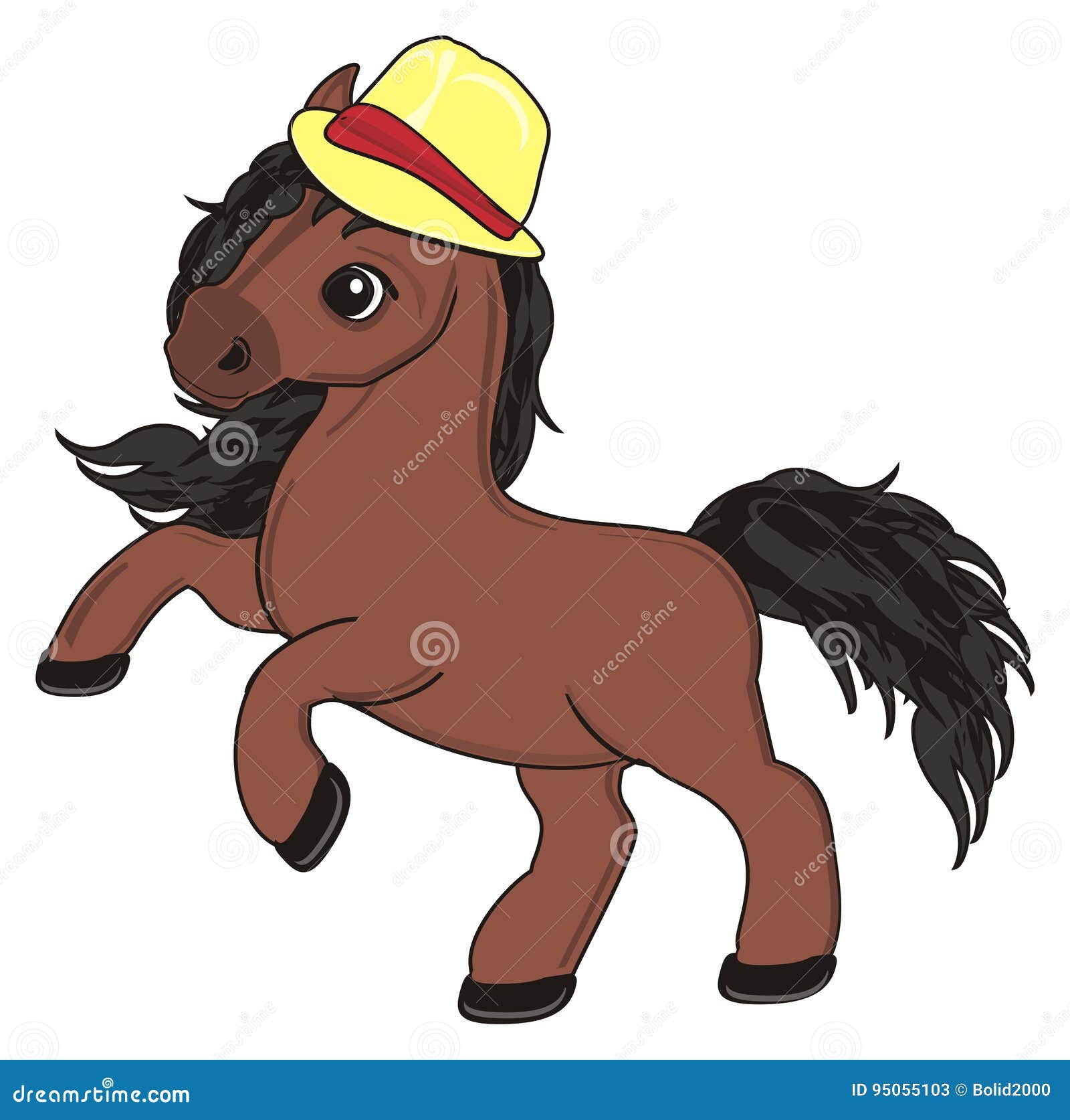 Horse in hat stock illustration. Illustration of funny 95055103