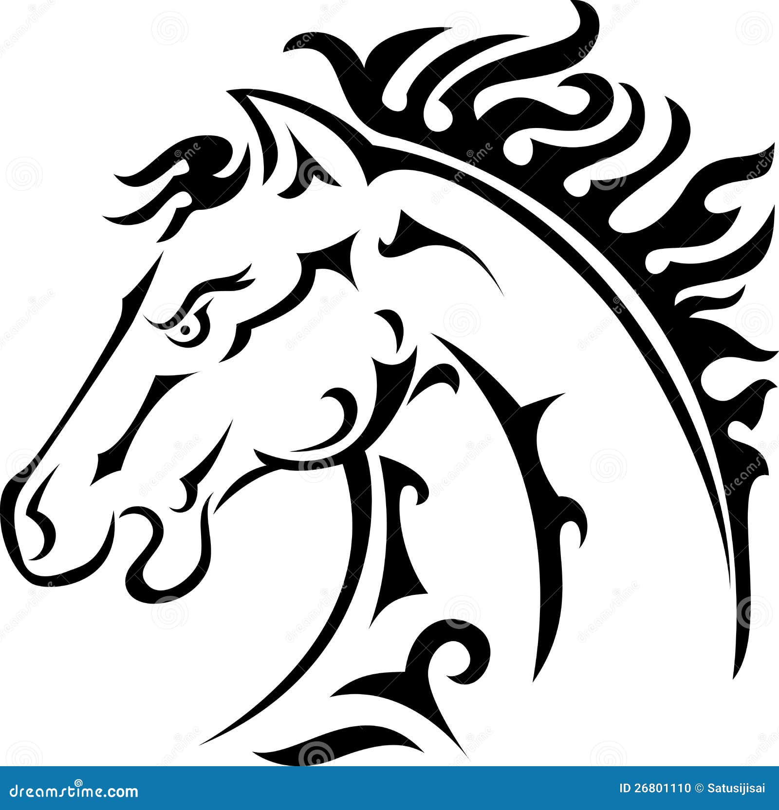 Tribal horse head tattoo posters for the wall • posters personage, mustang,  steed