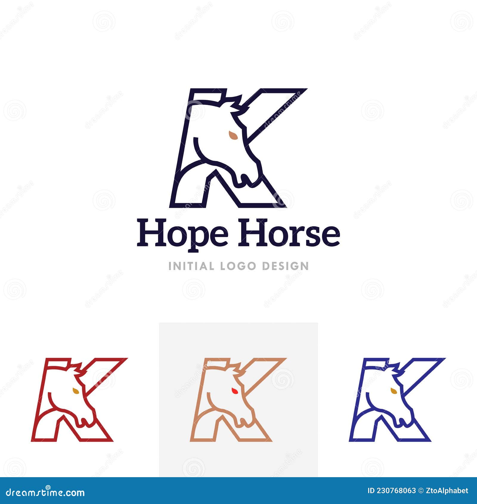 Horse Logo Letter K Line Art Design Stock Vector - Illustration of crest,  monogram: 230768063