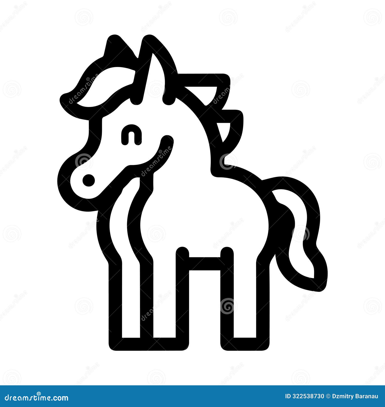 horse logo or modern line icon.  line art and icon  with bold outline. black and white pixel perfect minimalistic