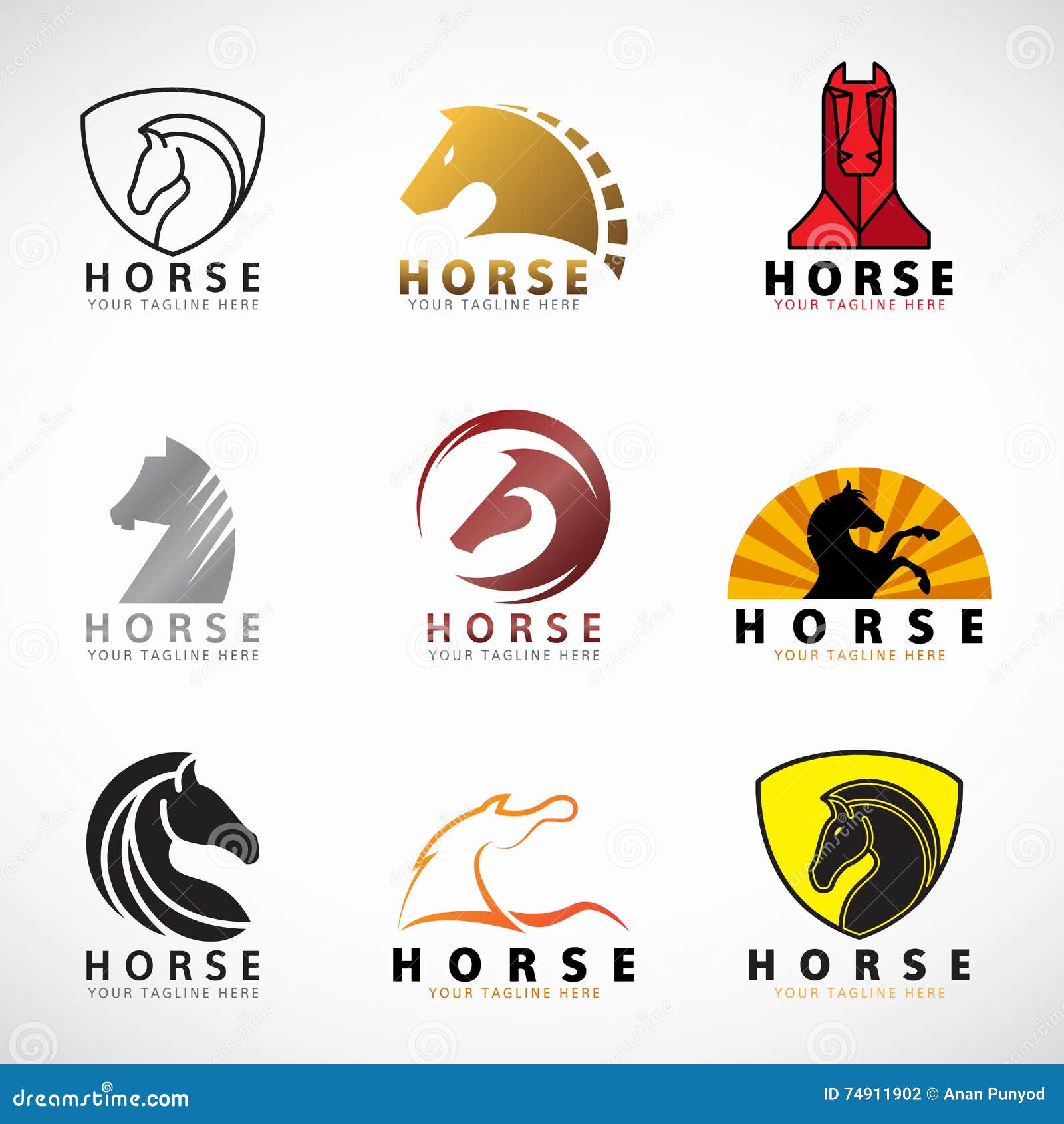 Horse Logo Sign Vector Illustration Set Design Stock Vector ...