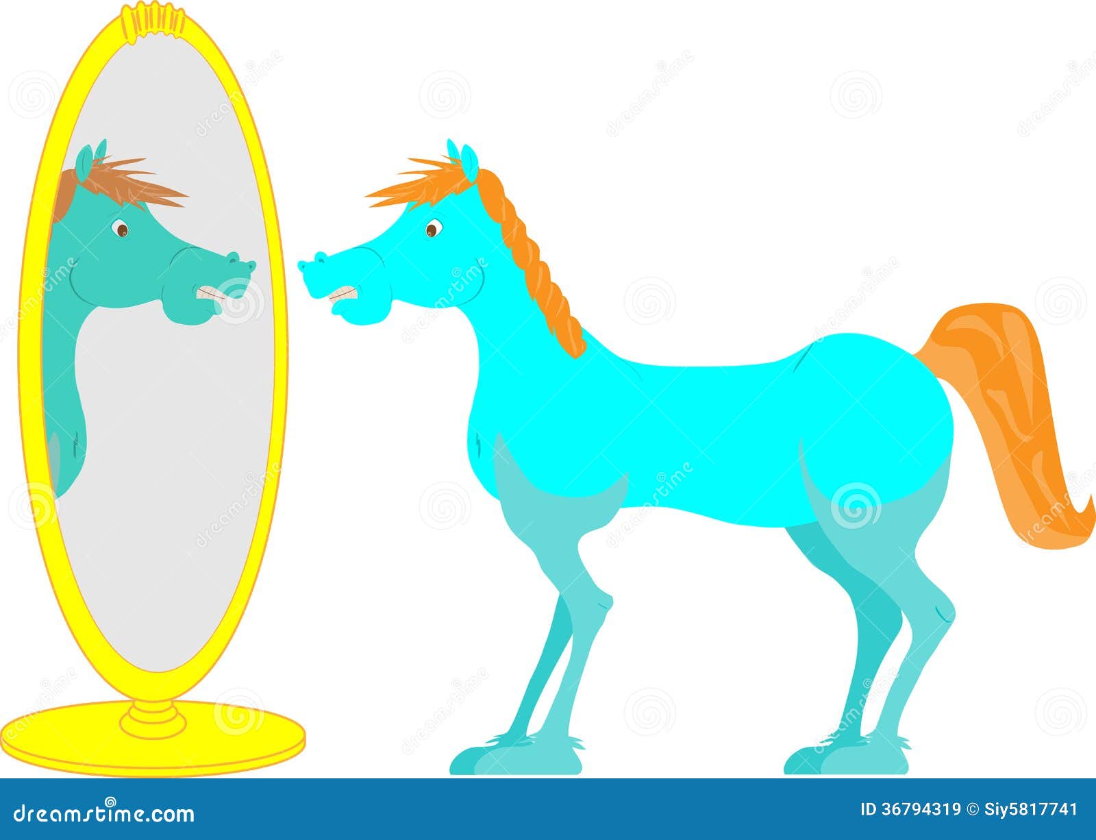 Horse in the mirror stock vector. Illustration of wondering 36794319