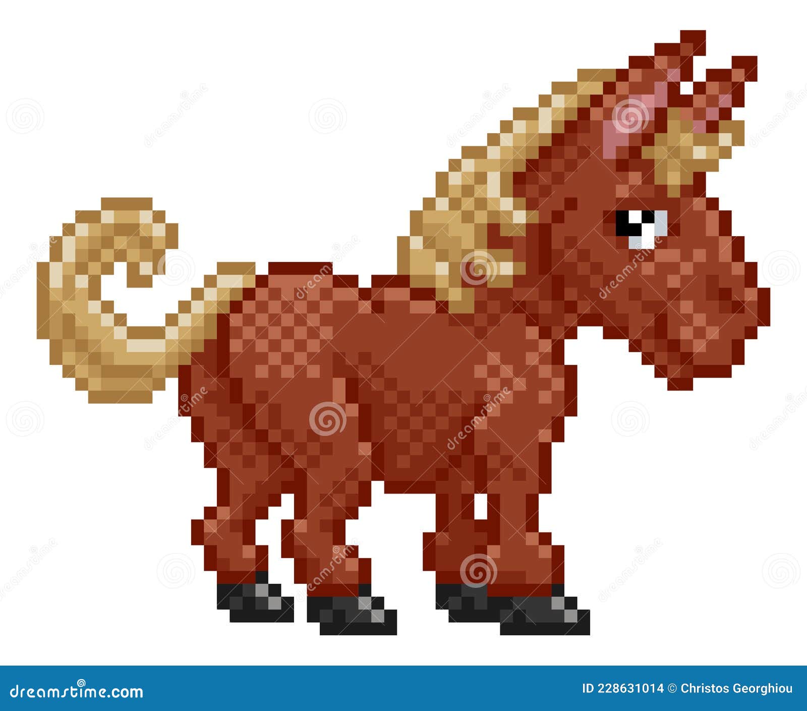 Horse Pixel Art Farm Animal Video Game Cartoon Stock Vector - Illustration  of icons, foal: 228631014