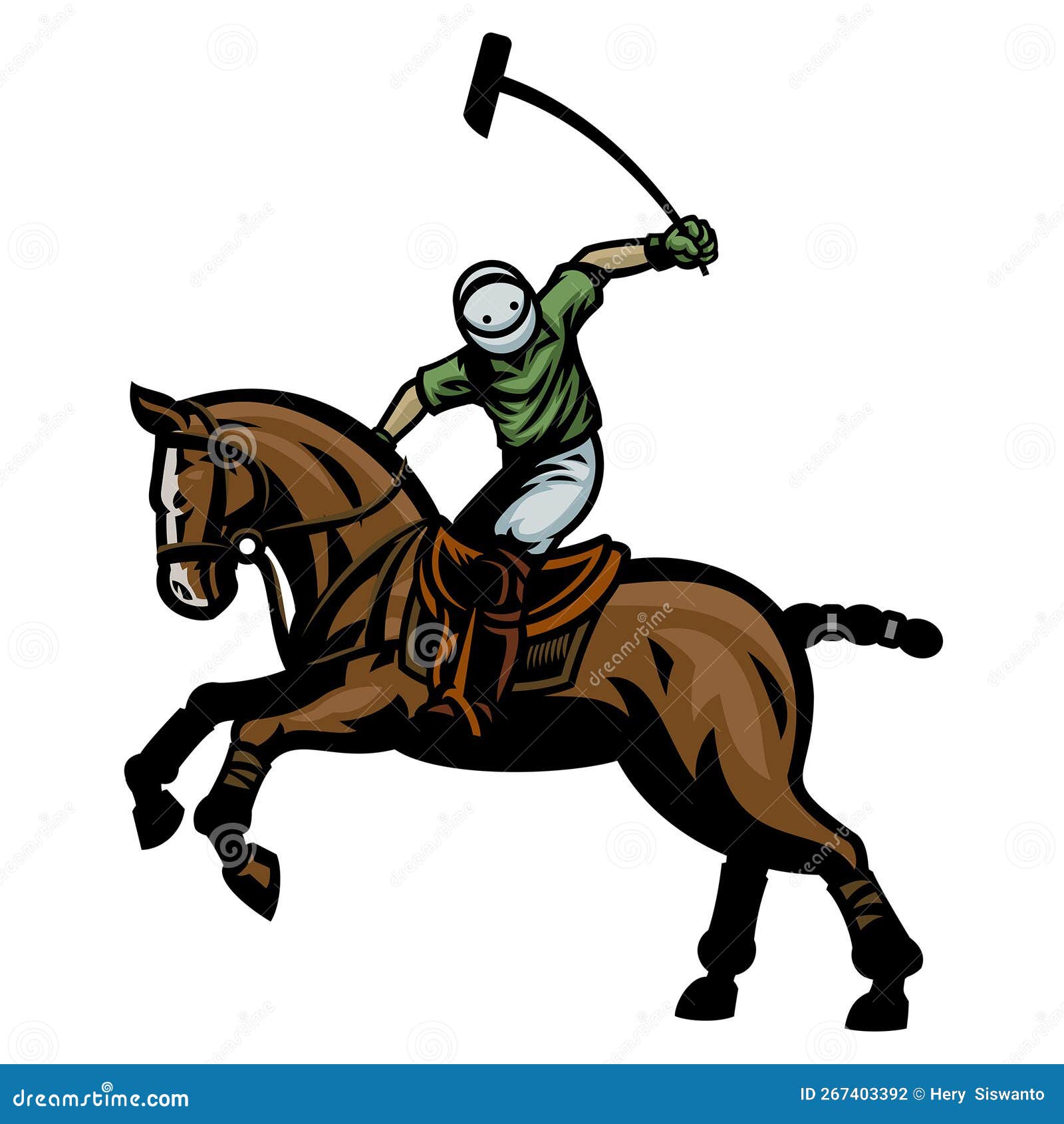 Horse Polo Player Shooting the Ball Stock Vector Illustration of
