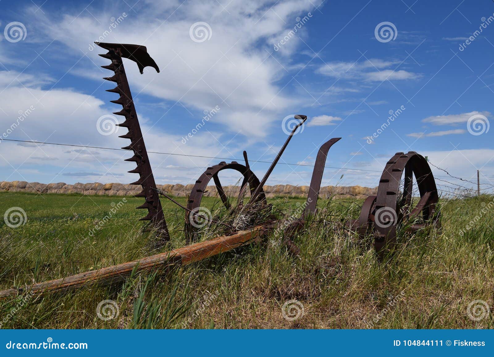 Horse pulled hay mower stock image. Image of pulled 104844111