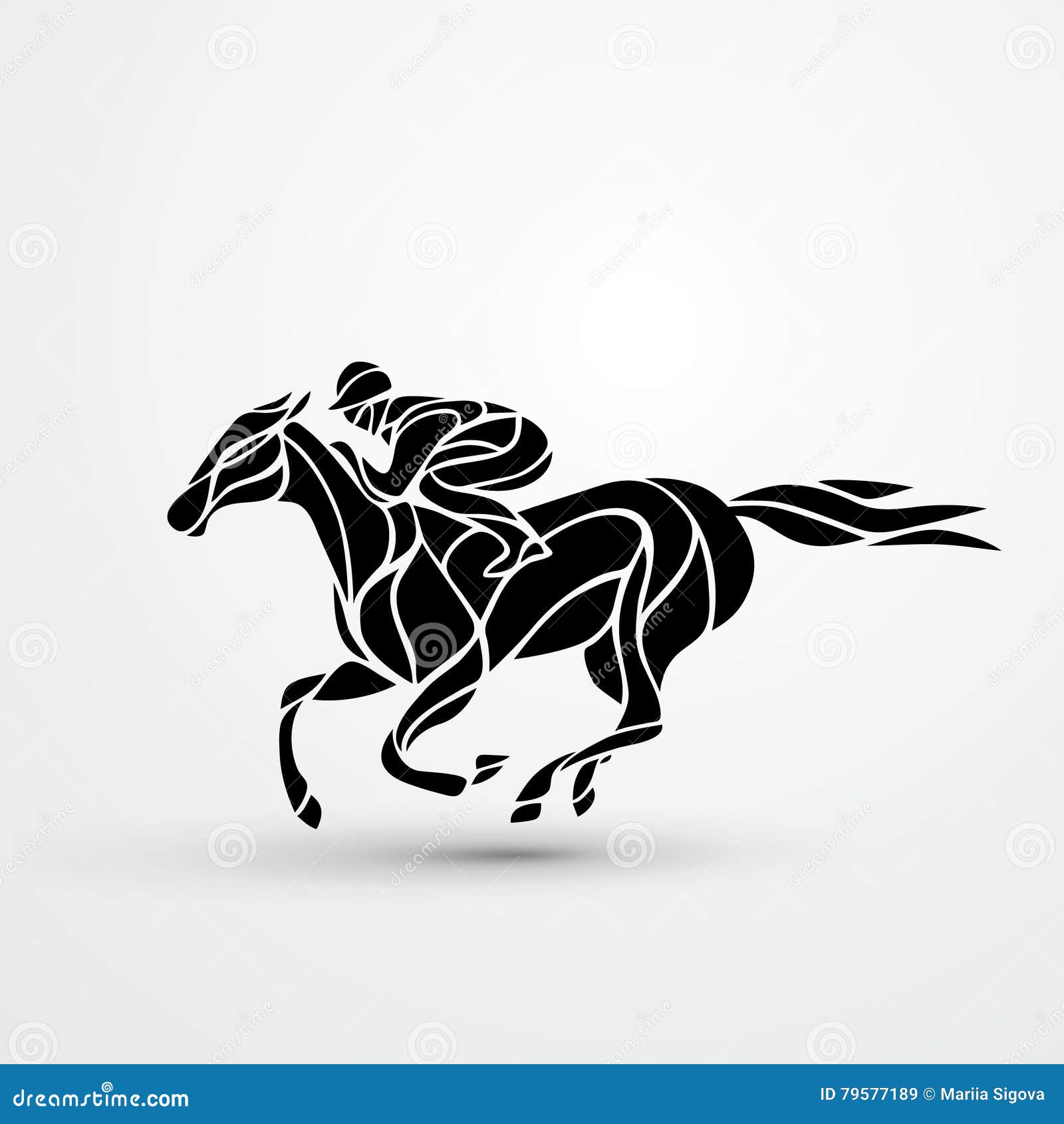 Download Horse Race. Equestrian Sport. Silhouette Of Racing With ...